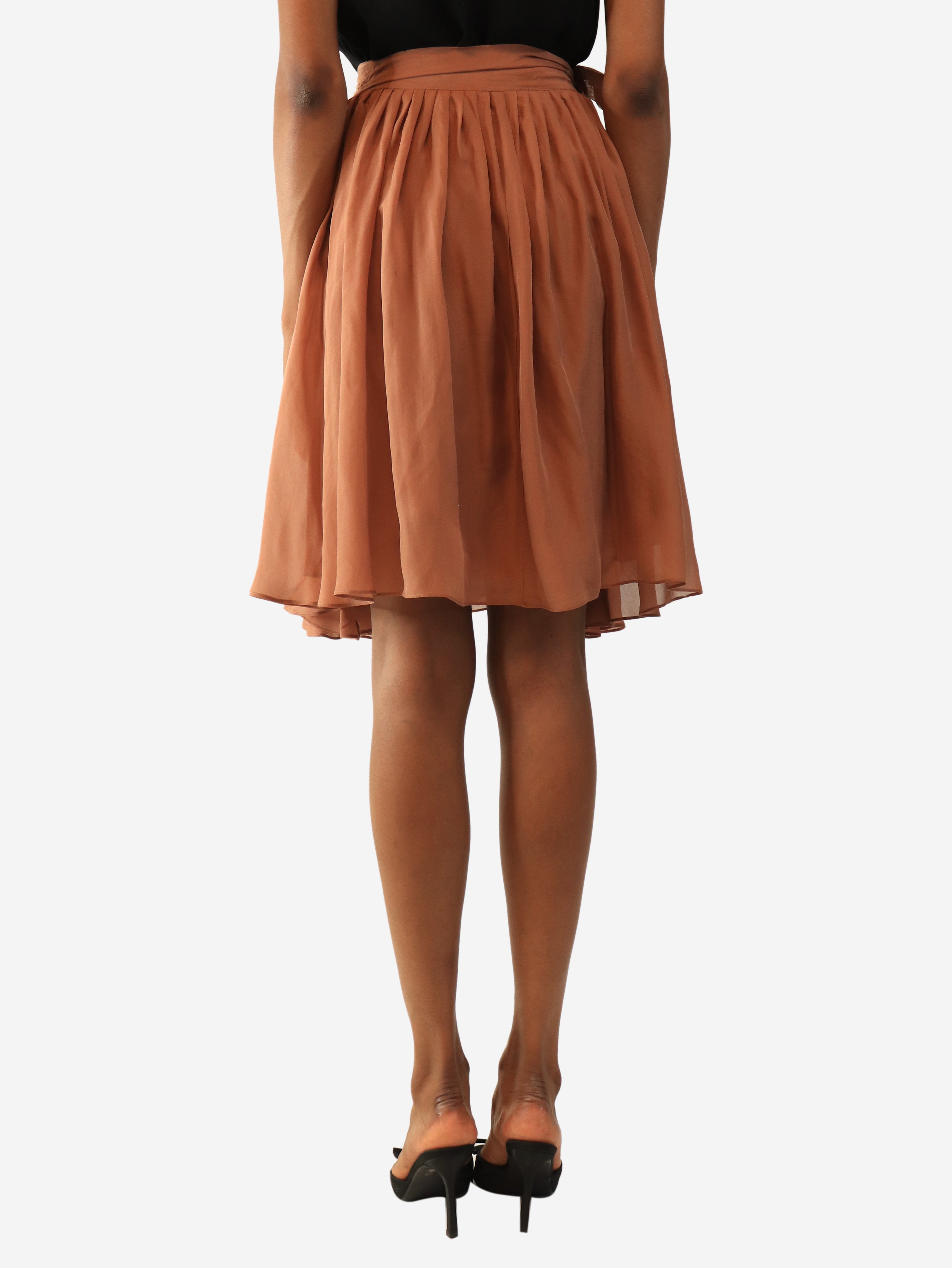 Burnt rose silk wrap mini skirt - size UK 8