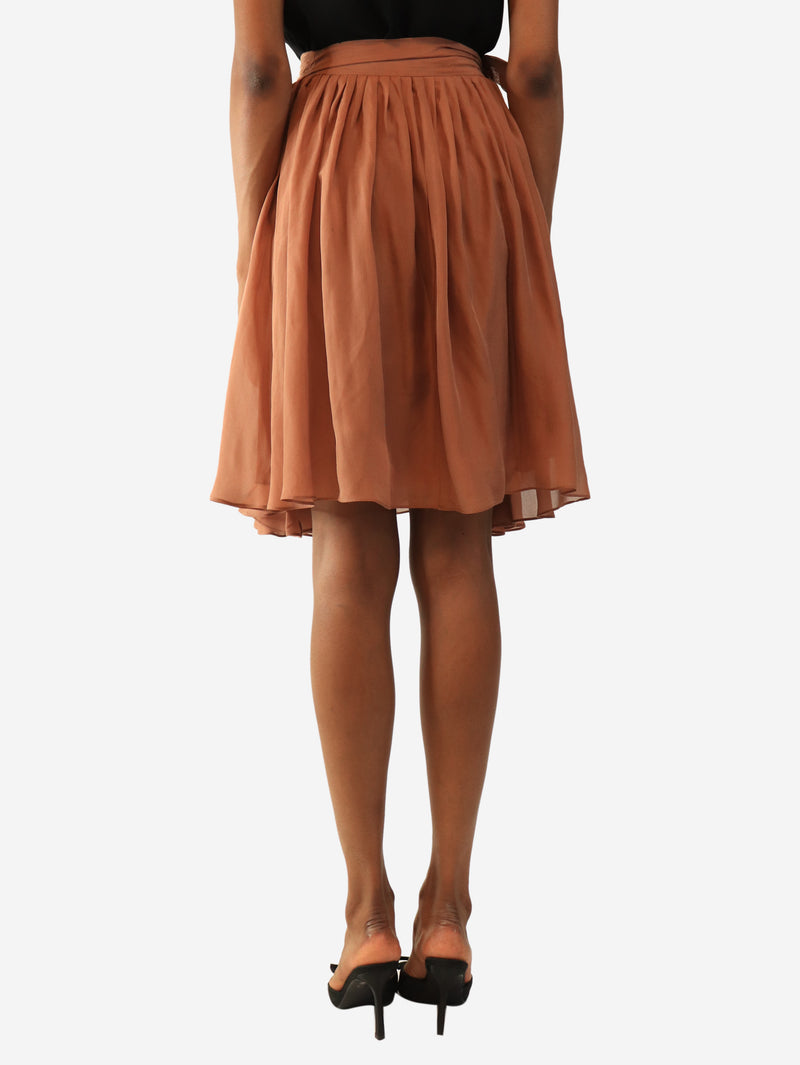 Burnt rose silk wrap mini skirt - size UK 8