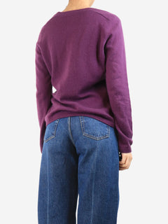 Purple cashmere pocket cardigan - size UK 14 Knitwear Loro Piana 
