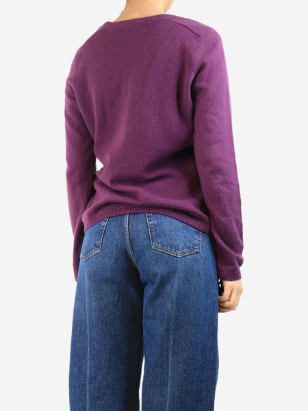 Purple cashmere pocket cardigan - size UK 14 alternate image