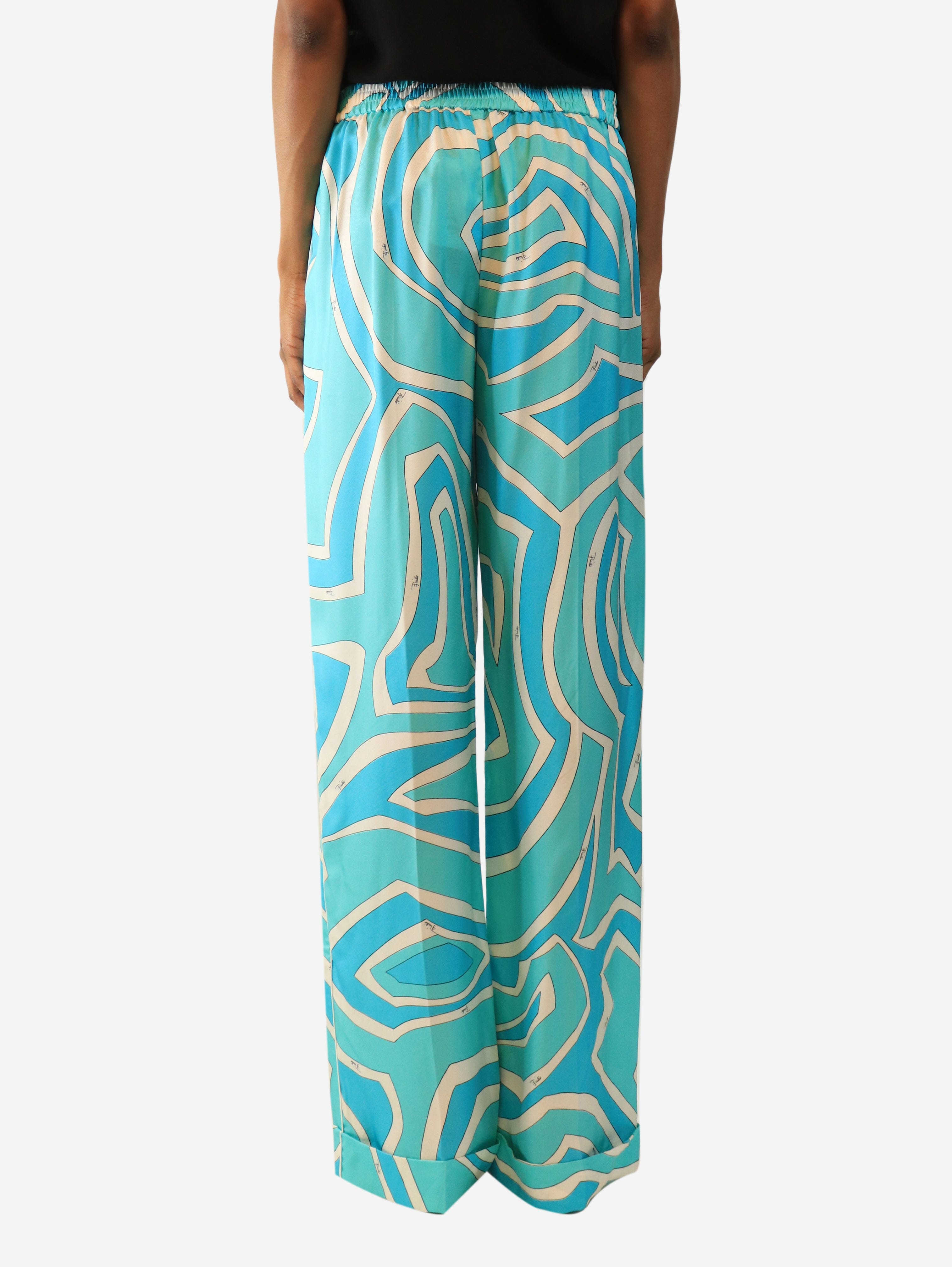 Blue and white printed silk trousers - size S Trousers Pucci 
