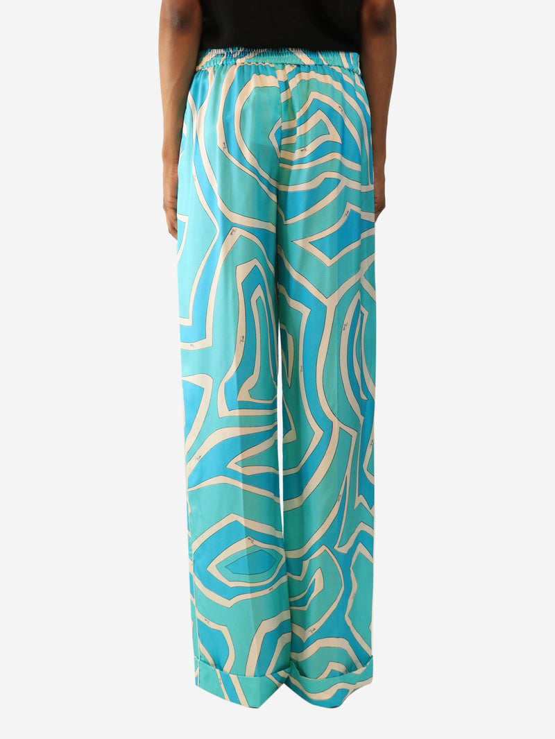 Blue and white printed silk trousers - size S Trousers Pucci 