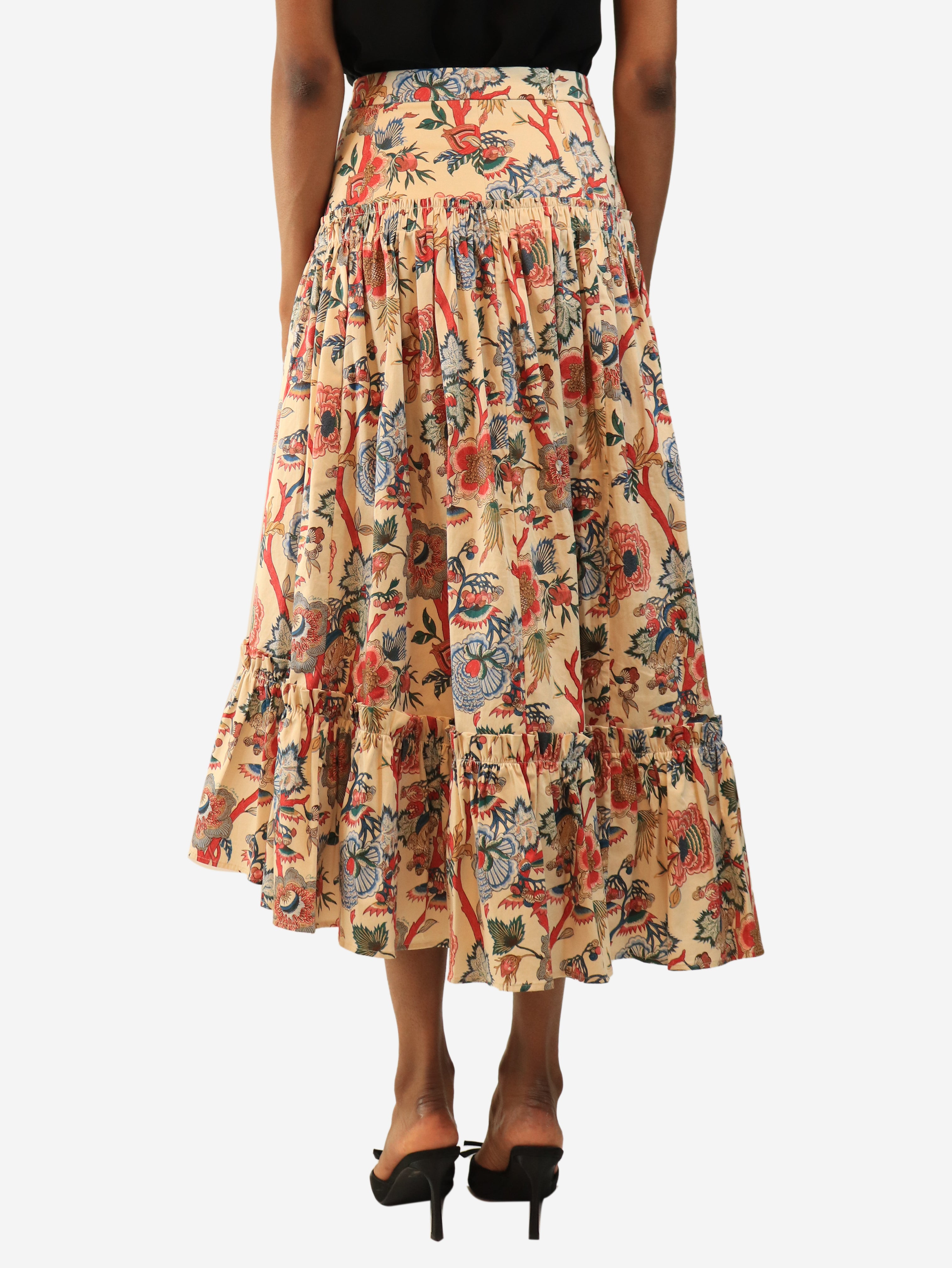 Neutral printed midi skirt - size UK 6