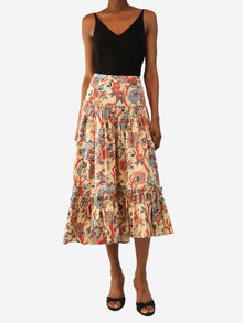 Neutral printed midi skirt - size UK 6 Skirts Cara Cara 