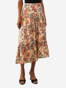 Neutral printed midi skirt - size UK 6 Skirts Cara Cara 