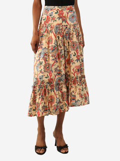 Neutral printed midi skirt - size UK 6