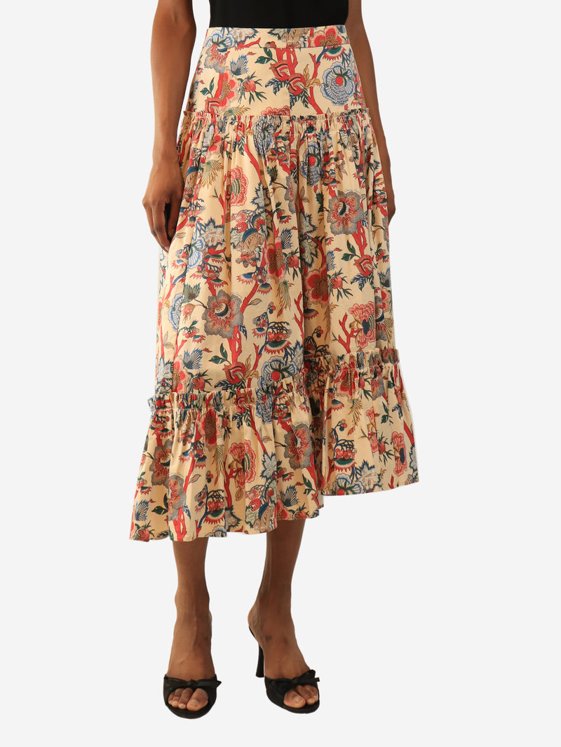 Neutral printed midi skirt - size UK 6