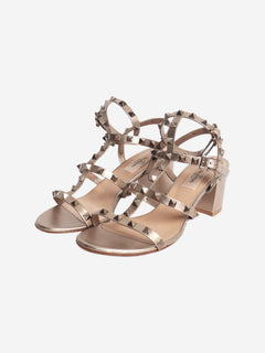 Gold rockstud leather sandals - size EU 38 (UK 5)