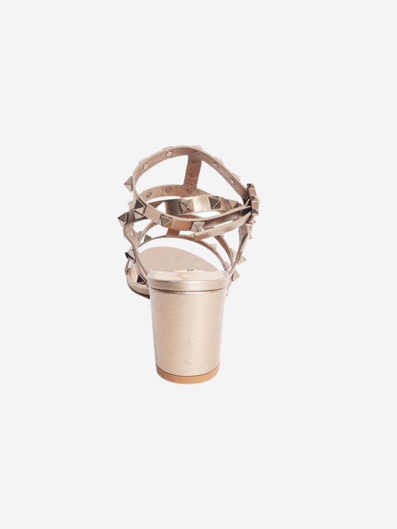 Gold rockstud leather sandals - size EU 38 (UK 5)