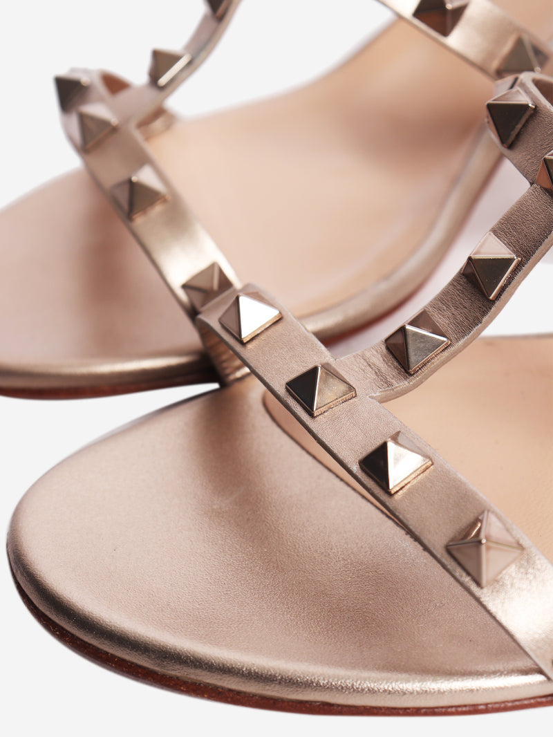 Gold rockstud leather sandals - size EU 38 (UK 5)