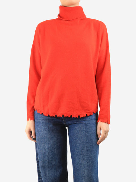 Red cashmere roll-neck jumper - size M product image