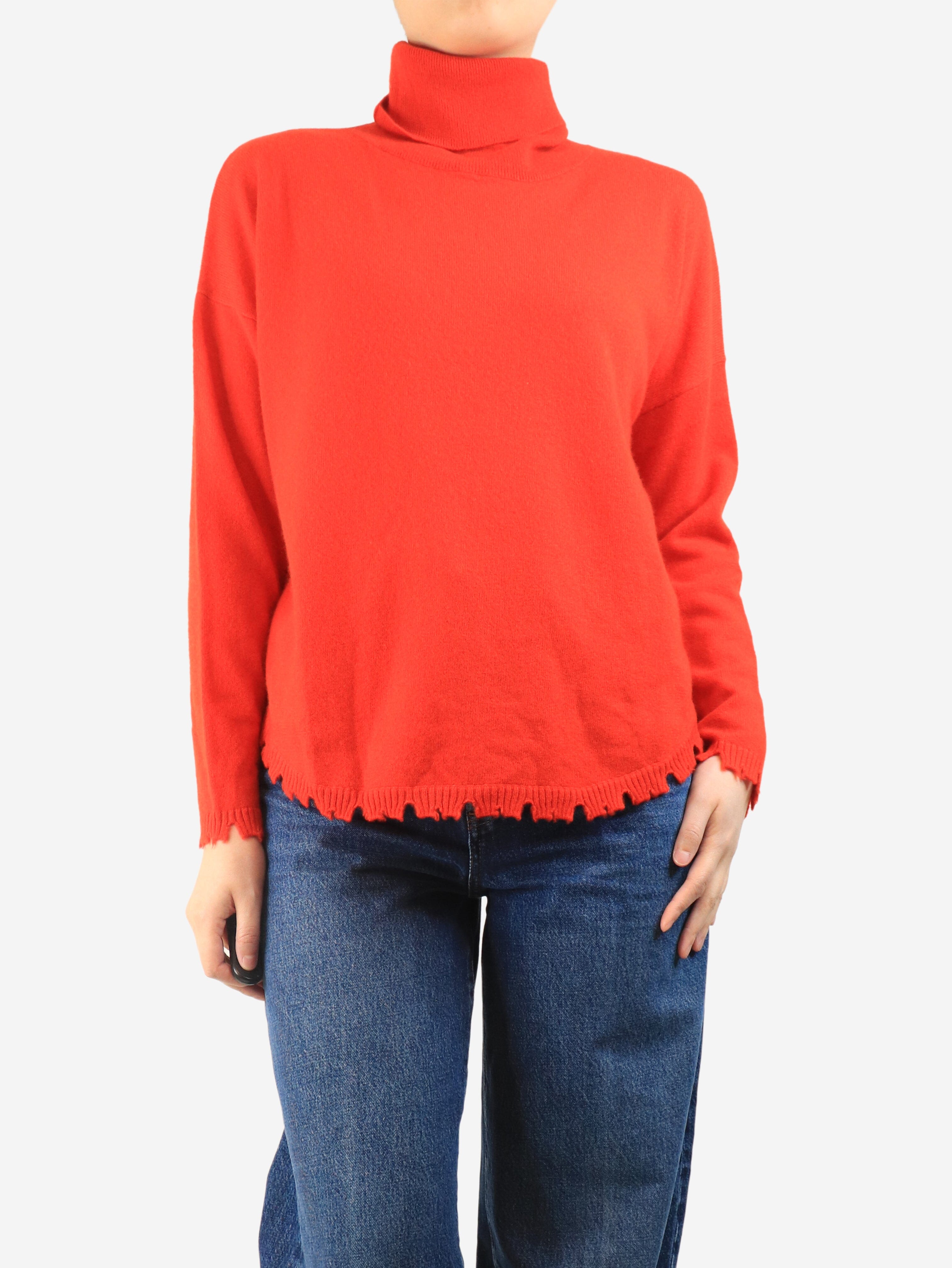 Red cashmere roll-neck jumper - size M Knitwear Kujten 