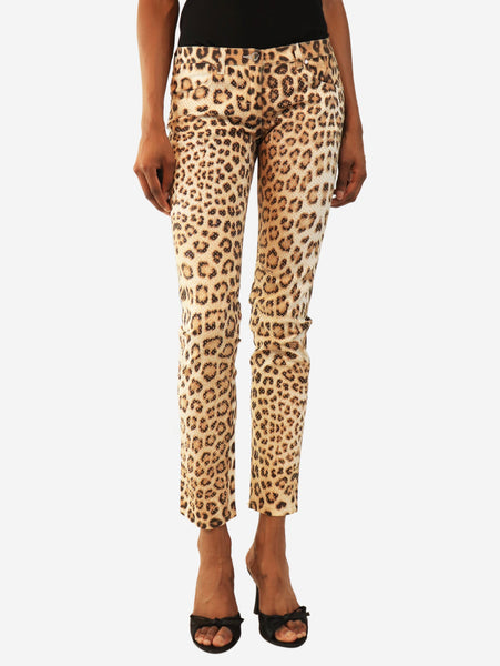 Brown embellished leopard print pants - size S product image