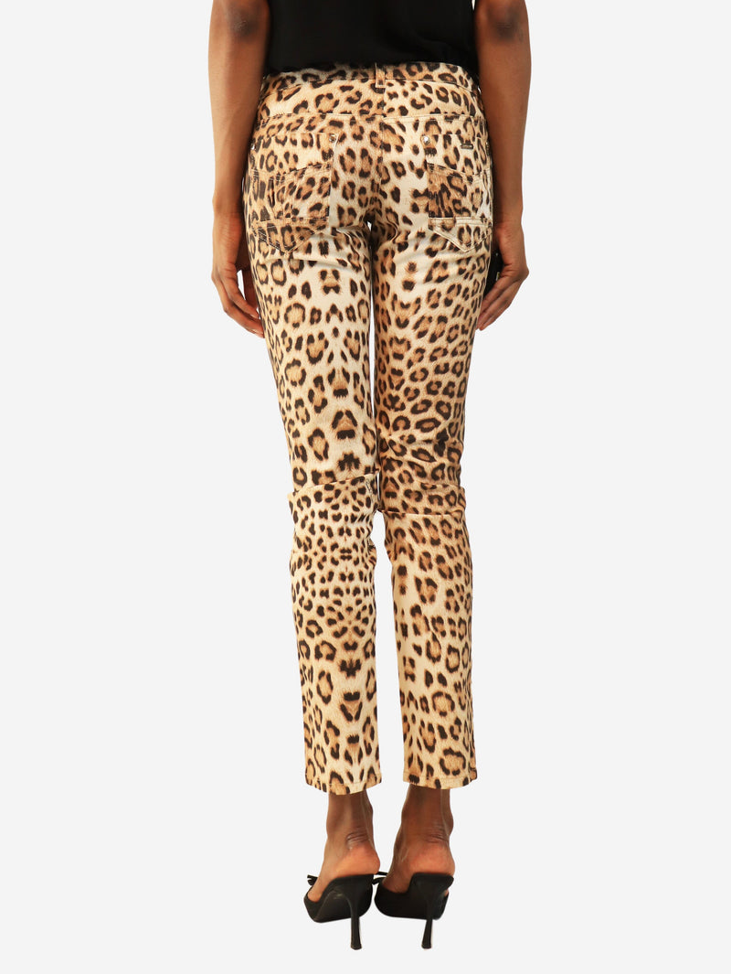 Brown embellished leopard print pants - size S Trousers Roberto Cavalli 