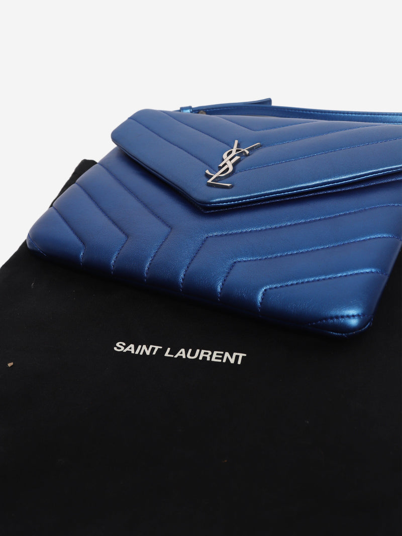 Metallic blue leather Y-quilted Monogram cross-body bag Cross-body Bags Saint Laurent 