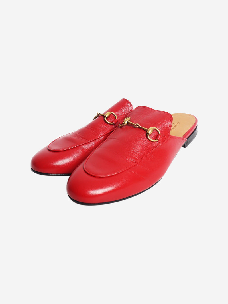 Gucci Red horsebit mules - size EU 39.5 (UK 6.5) Flat Shoes Gucci 