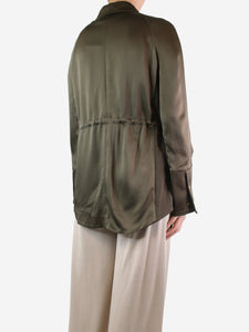 ME+EM Green satin drawstring waist jacket - size UK 12