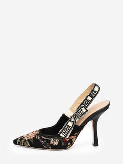 Black floral embroidered J'Adior slingback pumps - size EU 38.5 Heels Dior 