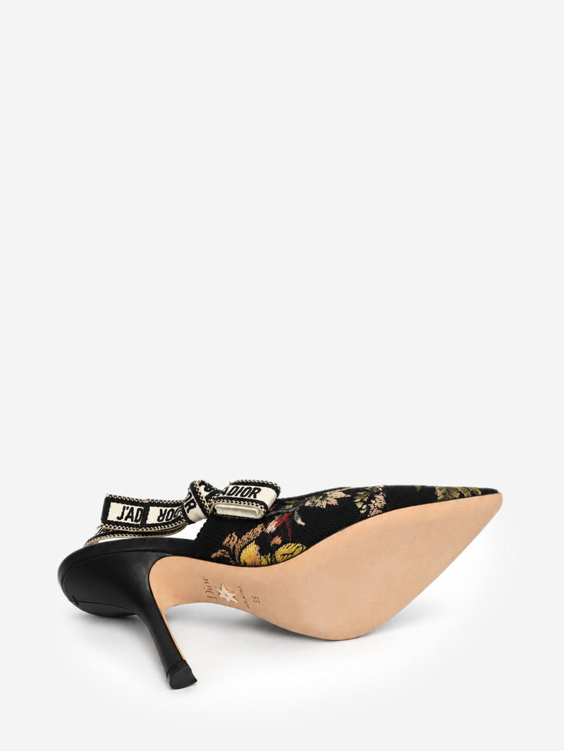 Black floral embroidered J'Adior slingback pumps - size EU 38.5 Heels Dior 