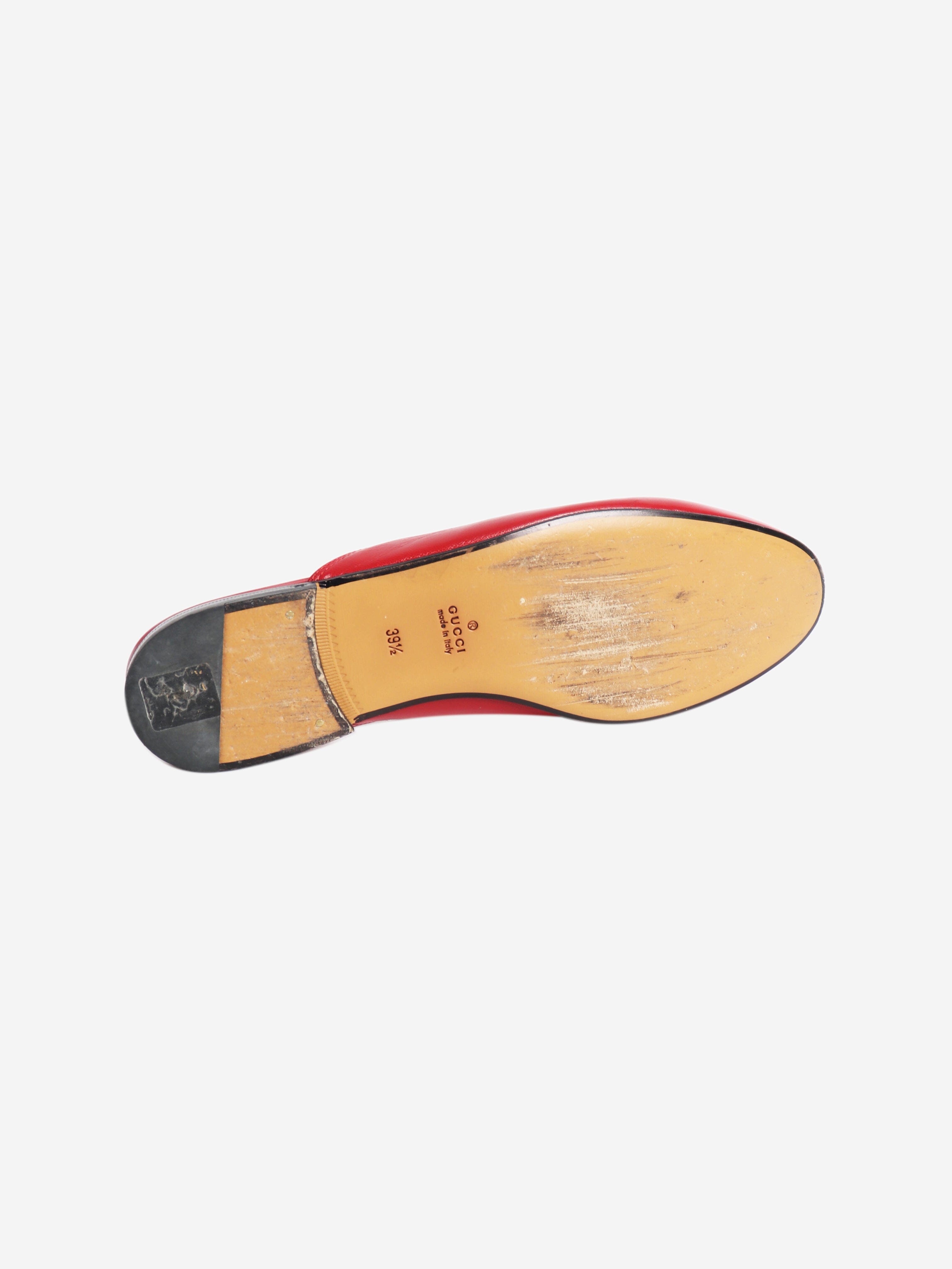 Gucci Red horsebit mules - size EU 39.5 (UK 6.5) Flat Shoes Gucci 