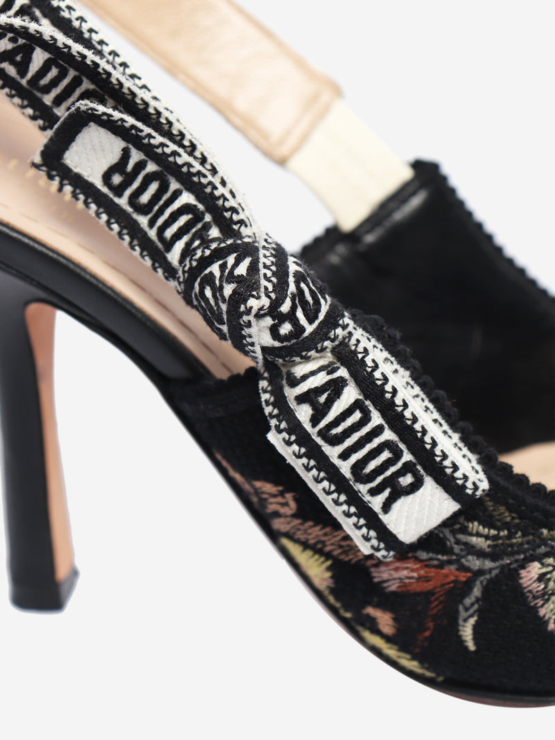 Black floral embroidered J'Adior slingback pumps - size EU 38.5 Heels Dior 