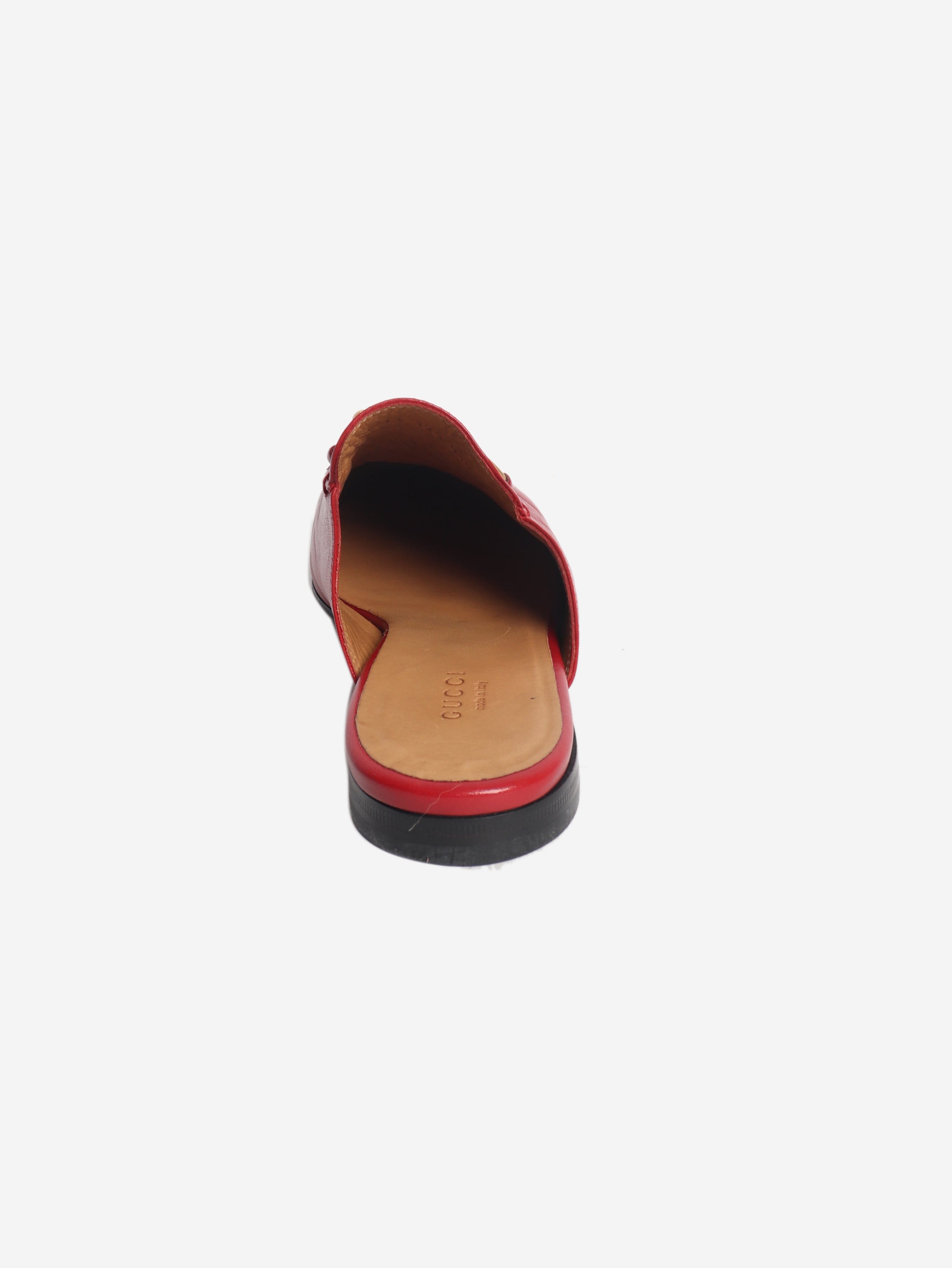 Gucci Red horsebit mules - size EU 39.5 (UK 6.5) Flat Shoes Gucci 