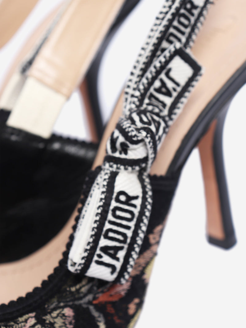 Black floral embroidered J'Adior slingback pumps - size EU 38.5 Heels Dior 