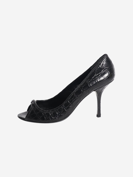 Black croc-embossed leather heels - size EU 39 (UK 6) product image