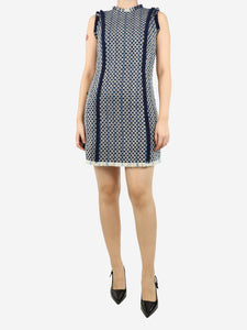 Lanvin Blue woven tweed midi dress - size UK 8