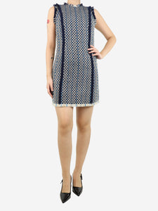 Lanvin Blue woven tweed midi dress - size UK 8