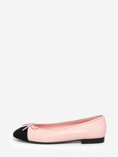 Pink lambskin cap-toe ballet flats - size EU 38.5 Flat Shoes Chanel 