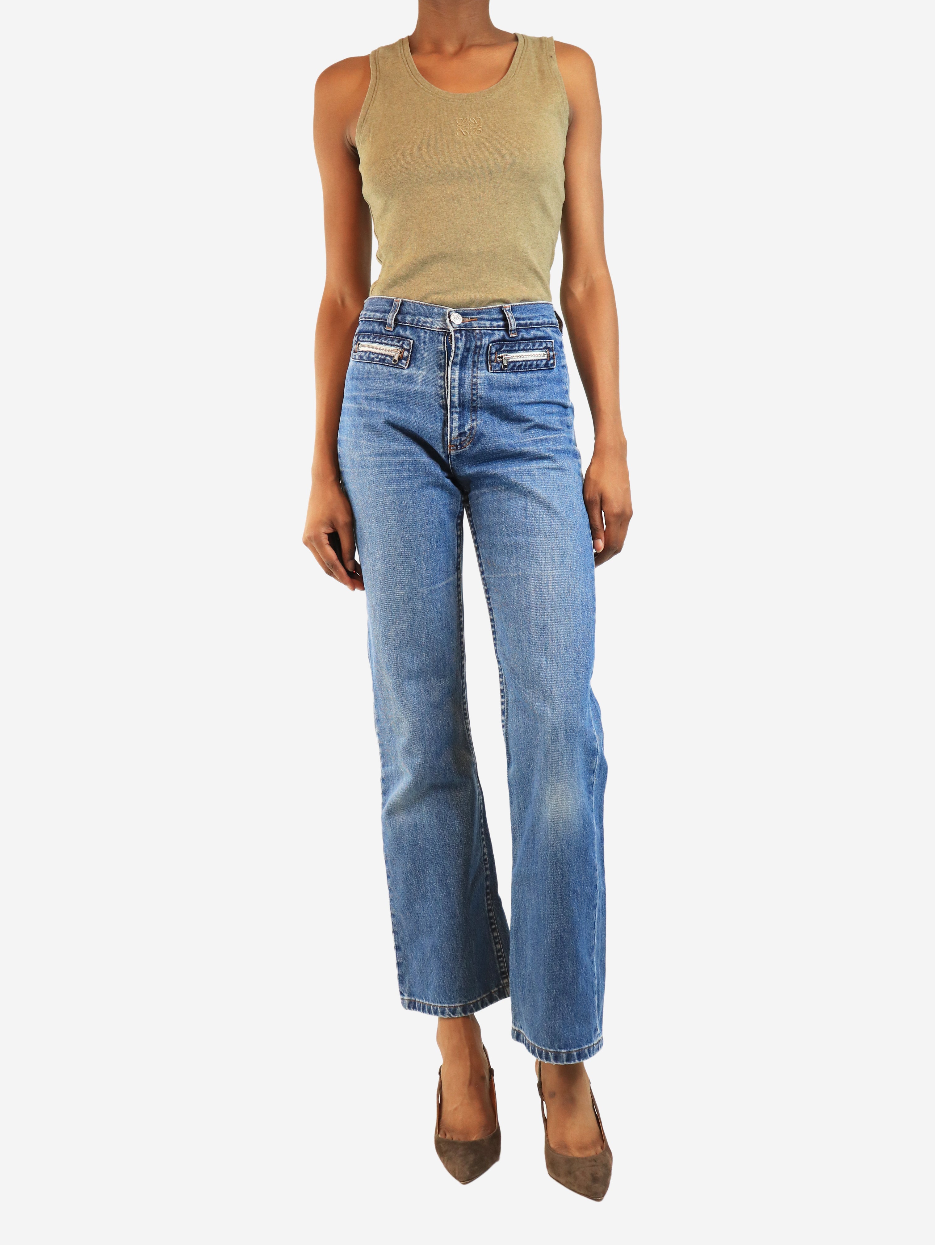 Blue zip-pocket jeans - size UK 8