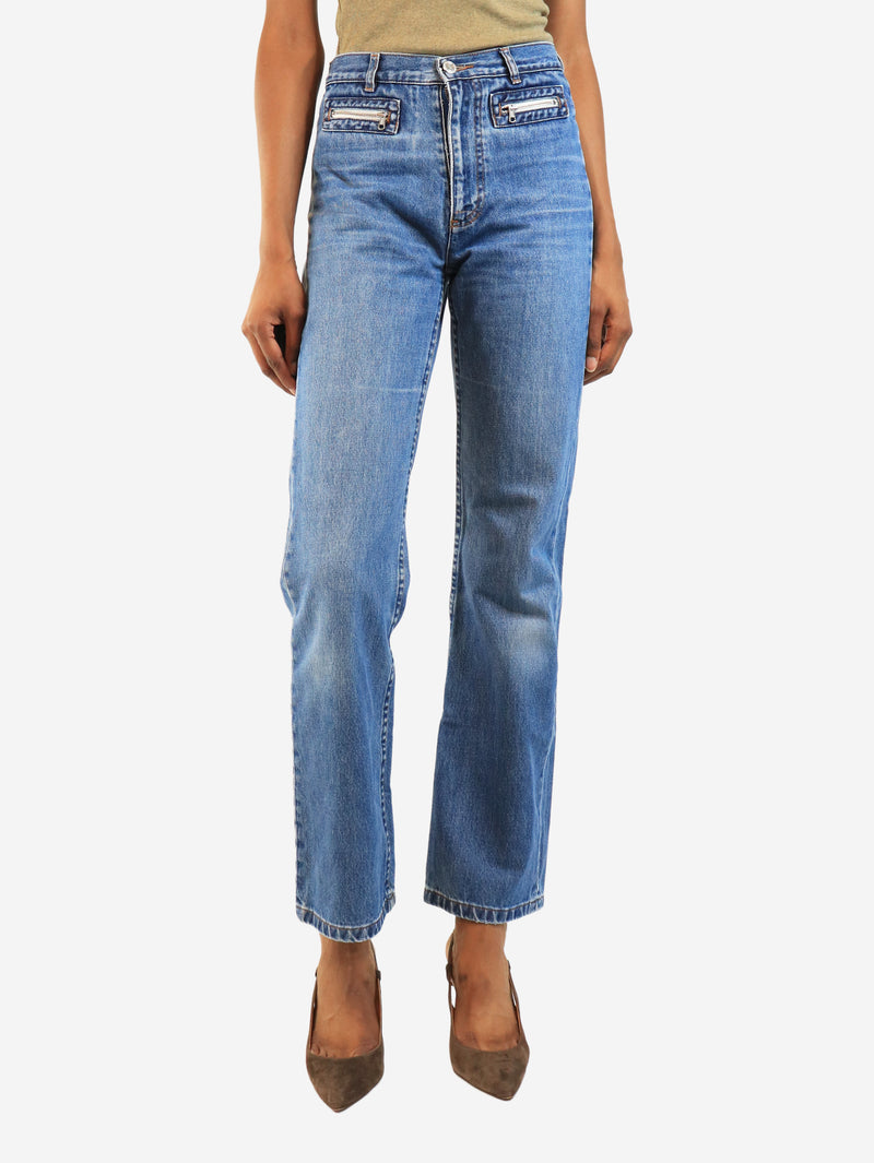 Blue zip-pocket jeans - size UK 8