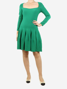 Alexander McQueen Green knitted long-sleeved mini dress - size XS