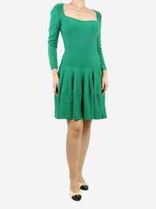 Alexander McQueen Green knitted long-sleeved mini dress - size XS