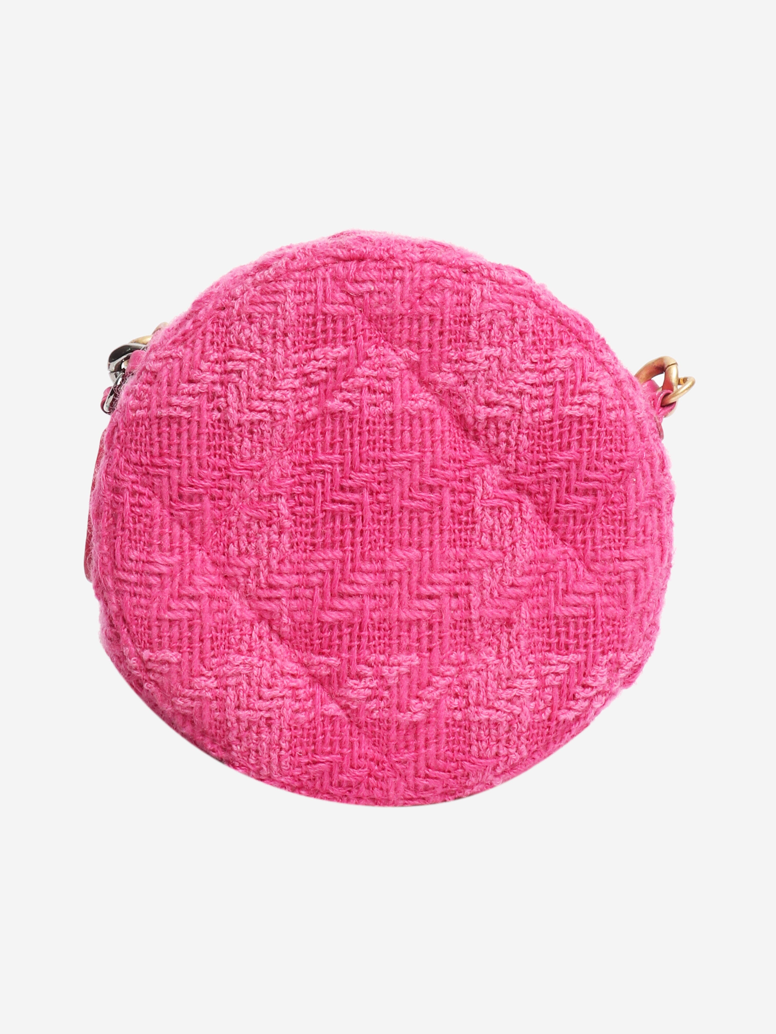 Pink tweed rounded cross-body bag with leather coin purse Cross-body bags Chanel 