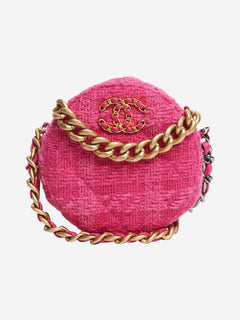 Pink tweed rounded cross-body bag with leather coin purse Cross-body bags Chanel 