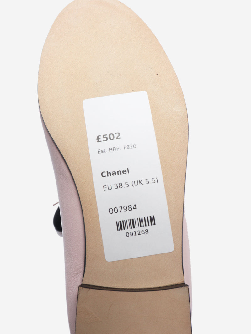 Pink lambskin cap-toe ballet flats - size EU 38.5 Flat Shoes Chanel 