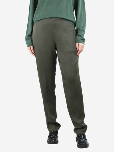 Theory Green silk elasticated trousers - size L Trousers Theory 