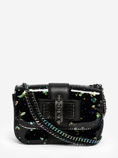 Black holographic patent leather Sweet Charity mini crossbody bag Cross-body Bags Christian Louboutin 
