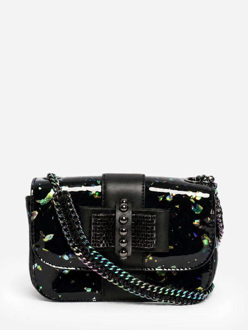 Black holographic patent leather Sweet Charity mini crossbody bag Cross-body Bags Christian Louboutin 