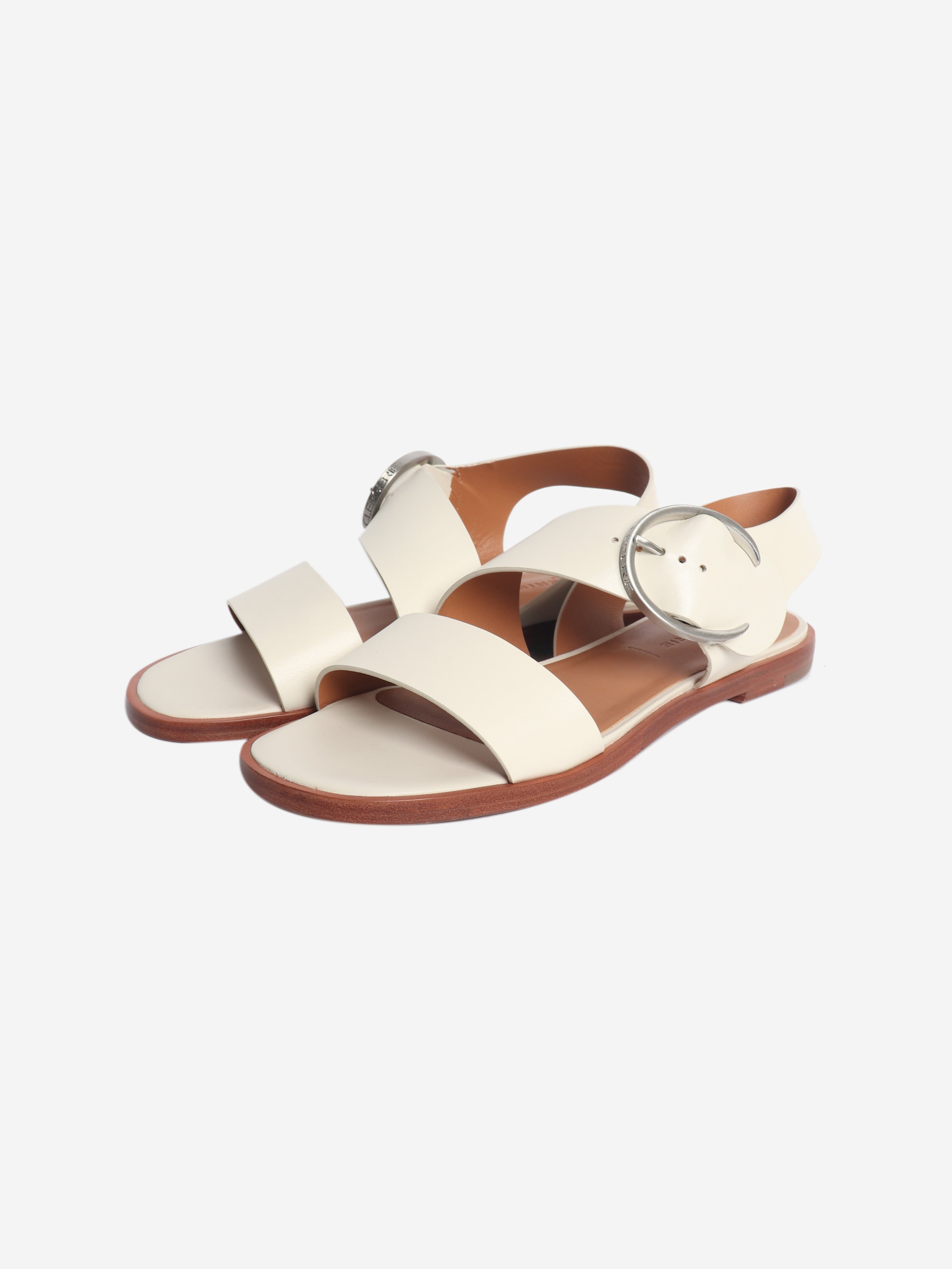 White buckle detail sandals - size EU 39.5 (UK 6.5)