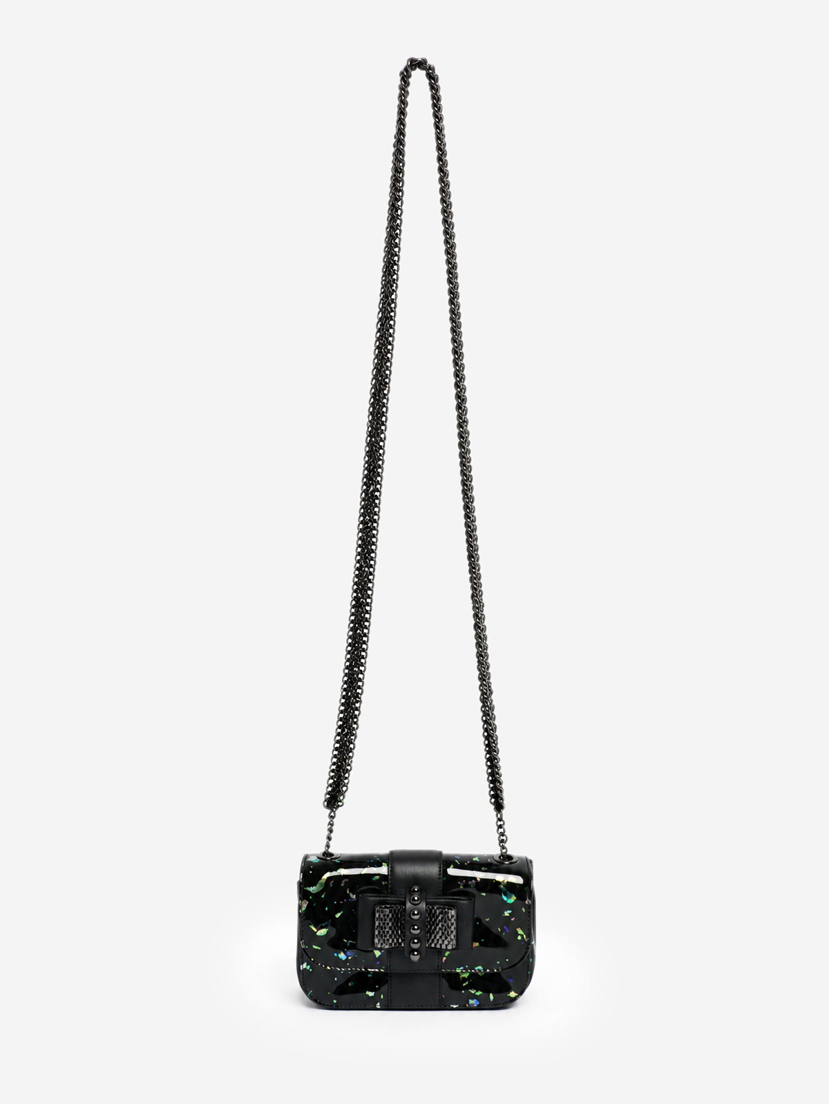 Black holographic patent leather Sweet Charity mini crossbody bag Cross-body Bags Christian Louboutin 
