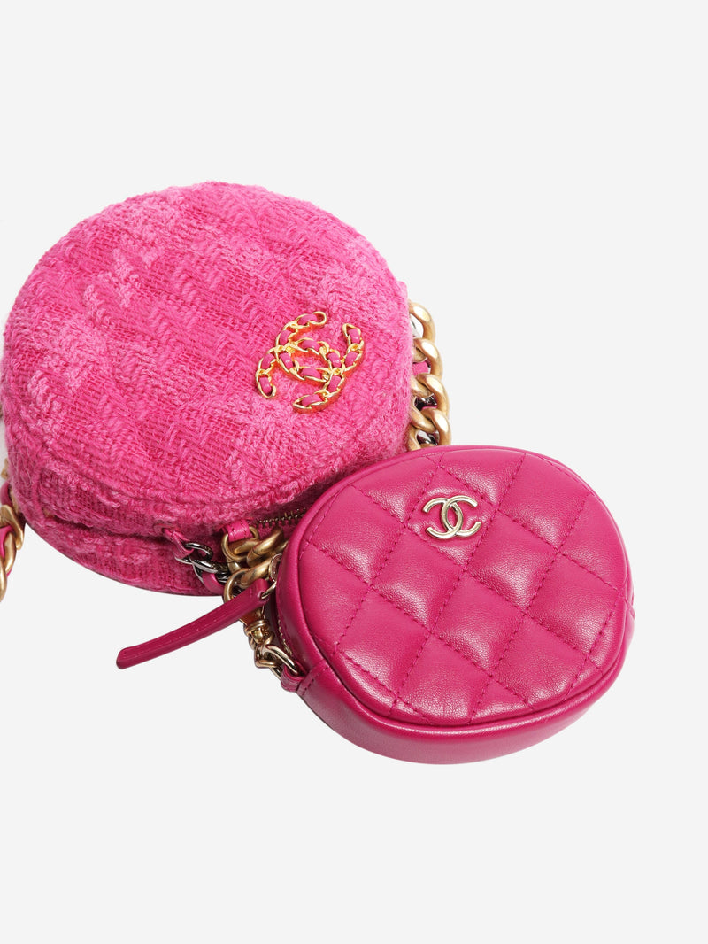 Pink tweed rounded cross-body bag with leather coin purse Cross-body bags Chanel 