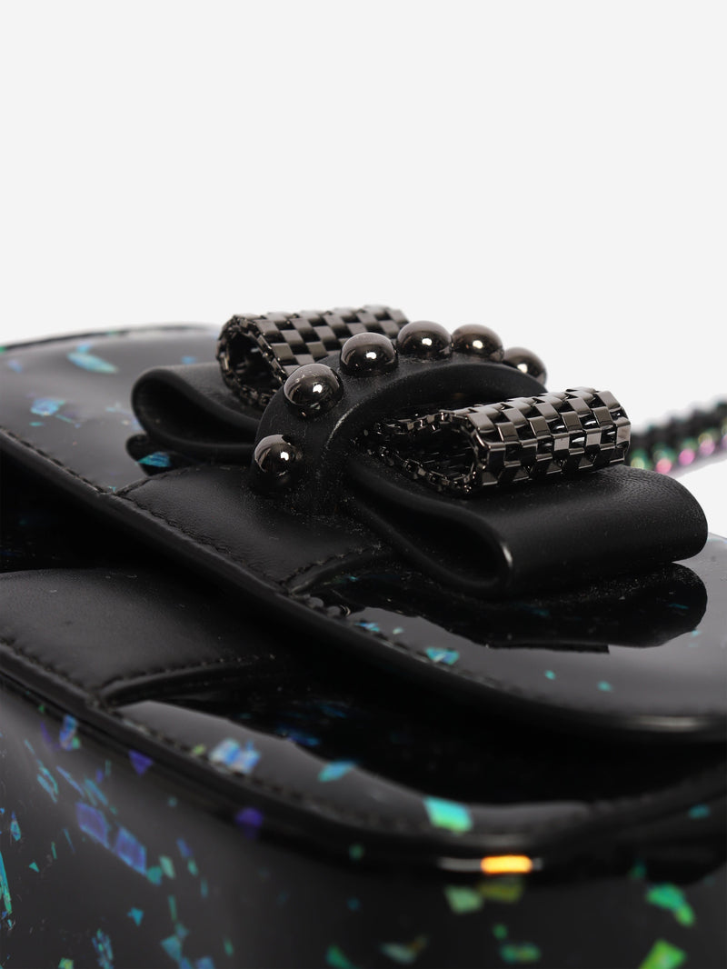 Black holographic patent leather Sweet Charity mini crossbody bag Cross-body Bags Christian Louboutin 