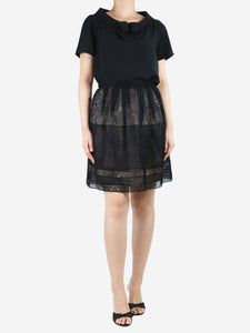 Christian Dior Black lace midi skirt - size UK 14