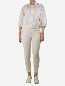 Loro Piana Cream tapered cotton-blend trousers - size