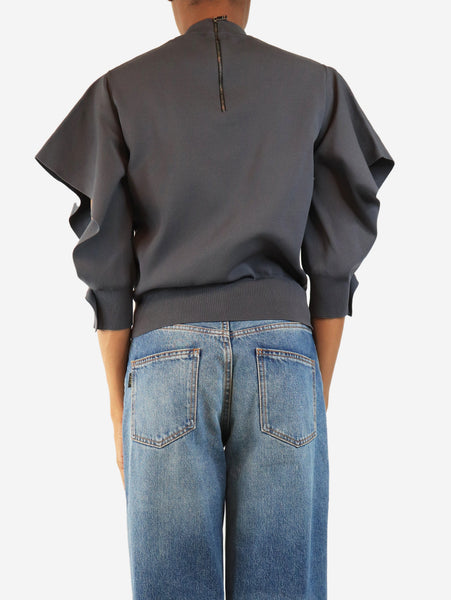 Grey open bat-sleeve top - size UK 10 alternate image