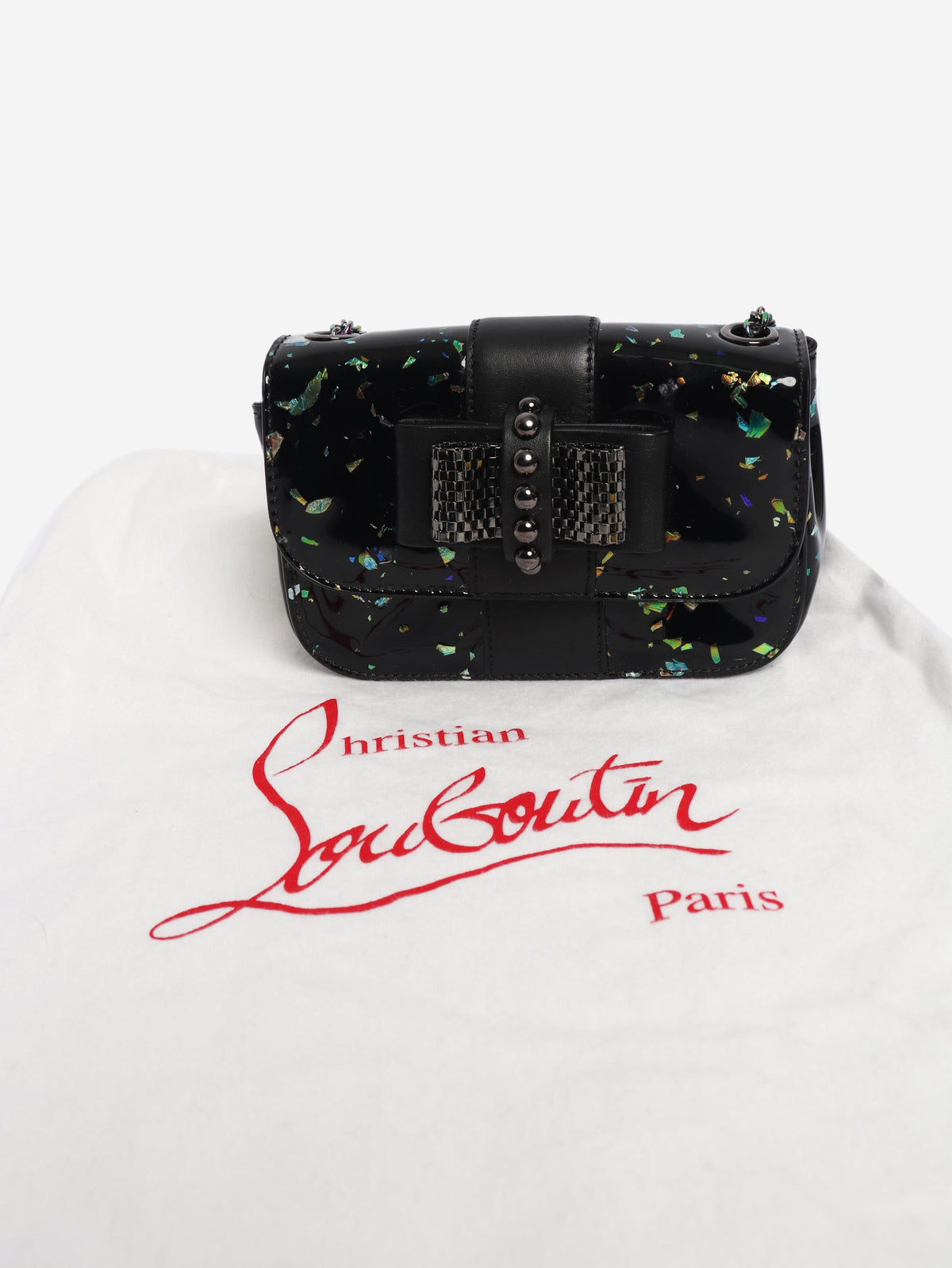 Black holographic patent leather Sweet Charity mini crossbody bag Cross-body Bags Christian Louboutin 