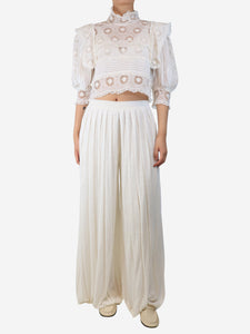 Loro Piana White pleated wide-leg trousers - size S